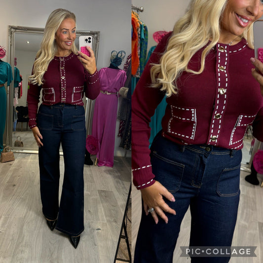 Stitch trim cardigan